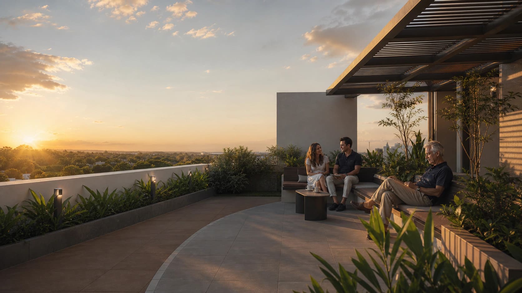 Quiet rooftop seating above central Pune